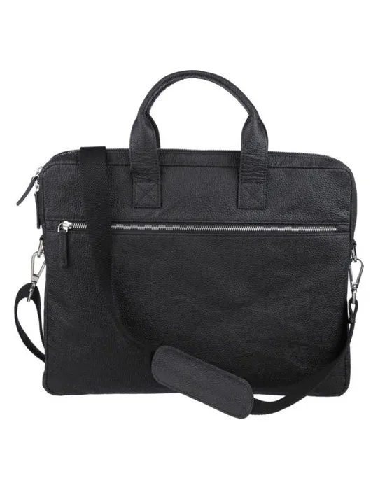 Sacoche publicitaire en peau de tomate pour ordinateur de 15'' Lillian Matières : bambou Couleurs : noir cadeau entreprise pas c