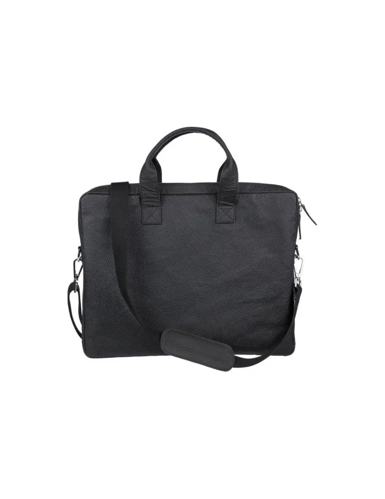 Sacoche publicitaire en peau de tomate pour ordinateur de 15'' Lillian Matières : bambou Couleurs : noir impression haute défini