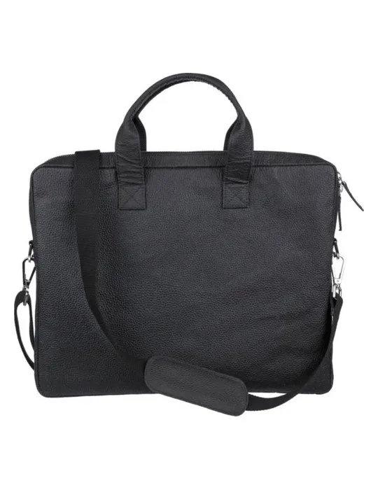 Sacoche publicitaire en peau de tomate pour ordinateur de 15'' Lillian Matières : bambou Couleurs : noir impression haute défini