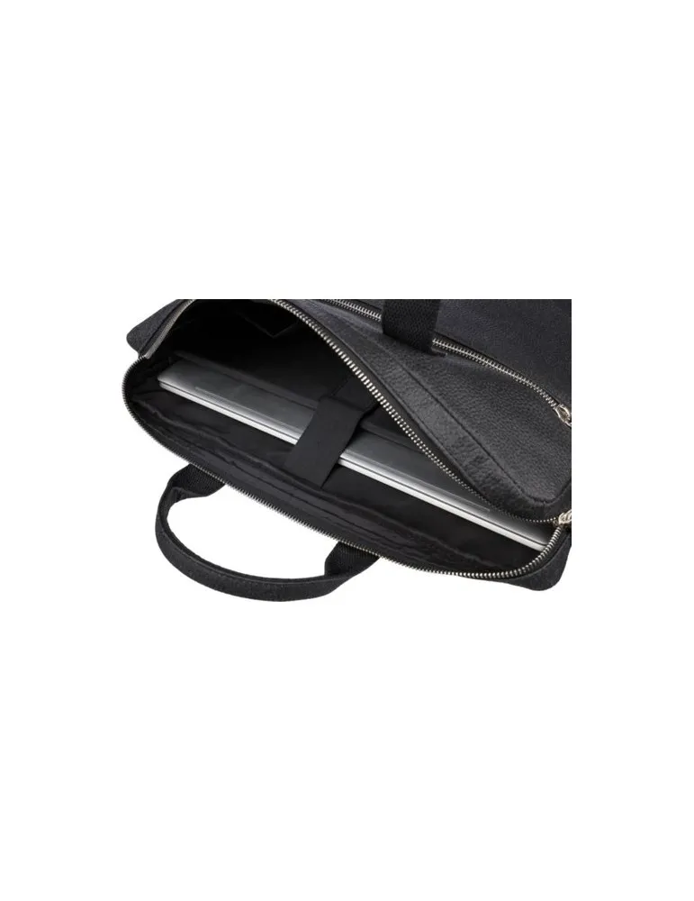 Sacoche publicitaire en peau de tomate pour ordinateur de 15'' Lillian Matières : bambou Couleurs : noir cadeau collaborateur pr