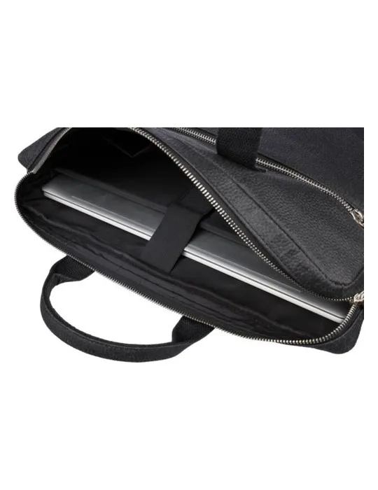 Sacoche publicitaire en peau de tomate pour ordinateur de 15'' Lillian Matières : bambou Couleurs : noir cadeau collaborateur pr