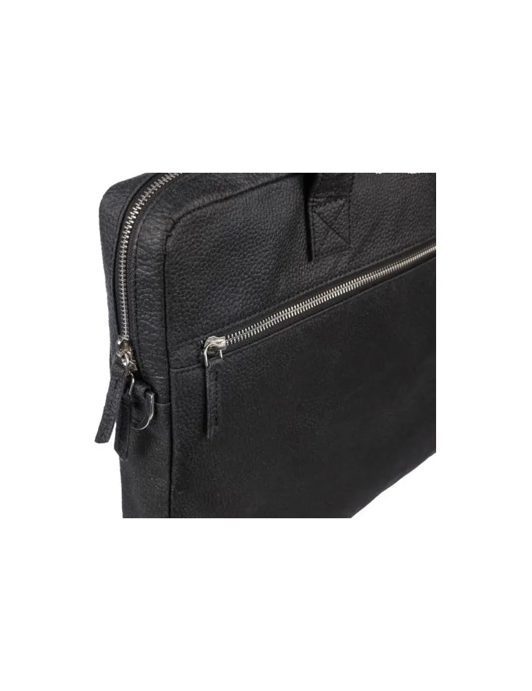 Sacoche publicitaire en peau de tomate pour ordinateur de 15'' Lillian Matières : bambou Couleurs : noir personnalisation rapide