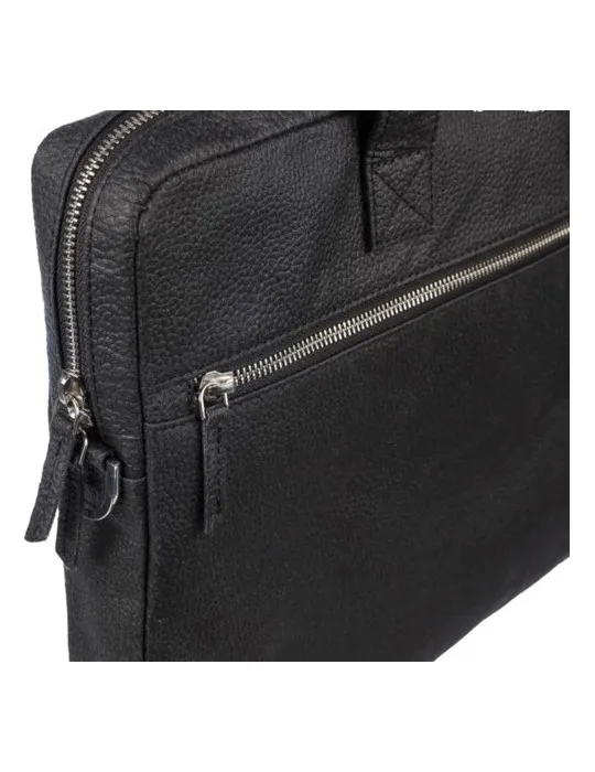 Sacoche publicitaire en peau de tomate pour ordinateur de 15'' Lillian Matières : bambou Couleurs : noir personnalisation rapide