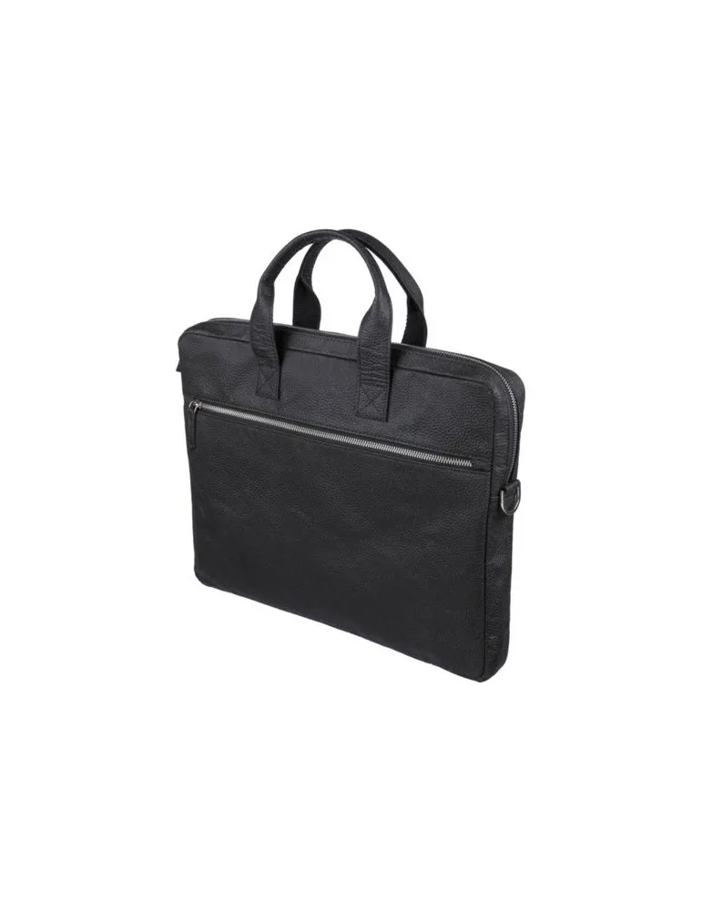 Sacoche publicitaire en peau de tomate pour ordinateur de 15'' Lillian Matières : bambou Couleurs : noir goodies entreprise desi