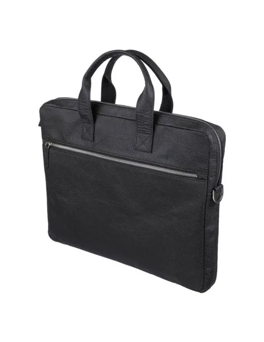 Sacoche publicitaire en peau de tomate pour ordinateur de 15'' Lillian Matières : bambou Couleurs : noir goodies entreprise desi