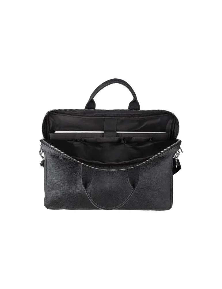 Sacoche publicitaire en peau de tomate pour ordinateur de 15'' Lillian Matières : bambou Couleurs : noir cadeau client original