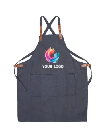 Tablier publicitaire en denim 280g/m² Greg Matières : bambou Couleurs : rouge 2