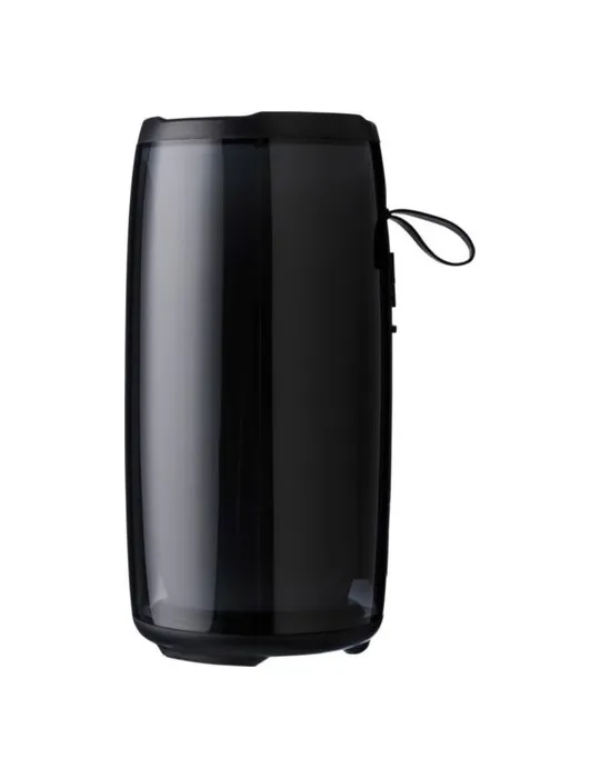 Enceinte sans fil publicitaire d'extérieur en ABS Lynette Matières : bambou Couleurs : bleu personnalisation rapide en France