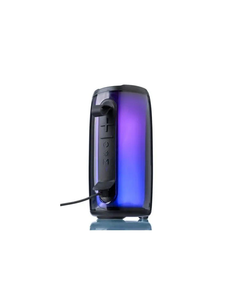 Enceinte sans fil publicitaire d'extérieur en ABS Lynette Matières : bambou Couleurs : bleu objet publicitaire robuste