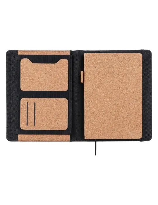 Conférencier publicitaire A5 en liège Franklin Matières : bambou Couleurs : blanc marquage laser ultra précis