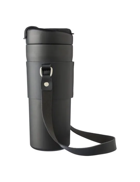 Gourde isotherme publicitaire de 730 ml en acier inoxydable Kelvin Matières : bambou Couleurs : vert marquage laser ultra précis