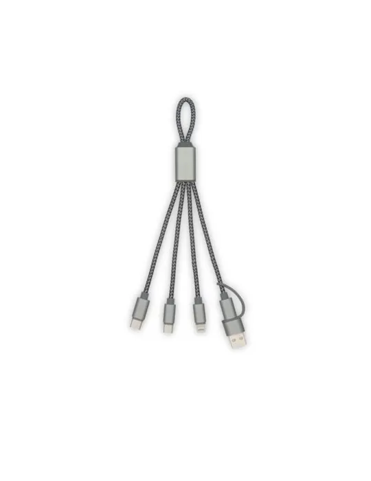 Câble de chargement publicitaire Trident 2 Brandcharger Matières : coton Couleurs : bleu