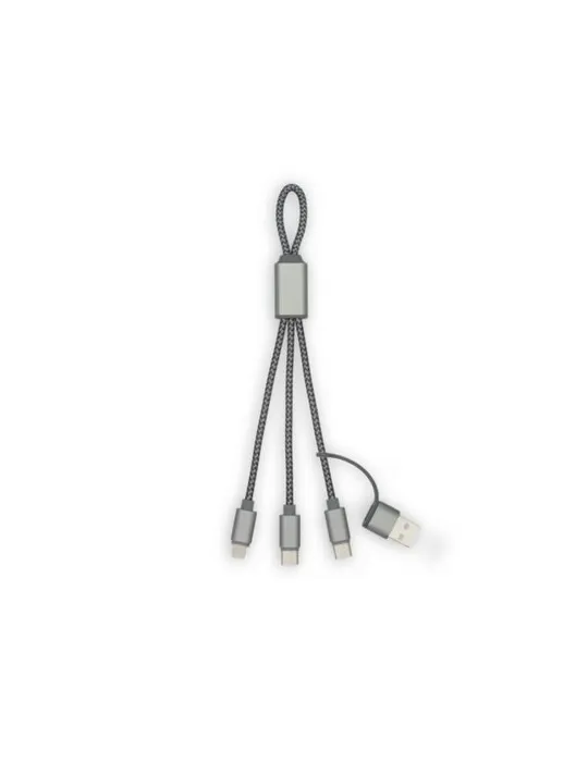 Câble de chargement publicitaire Trident 2 Brandcharger Matières : coton Couleurs : bleu cadeau entreprise pas cher