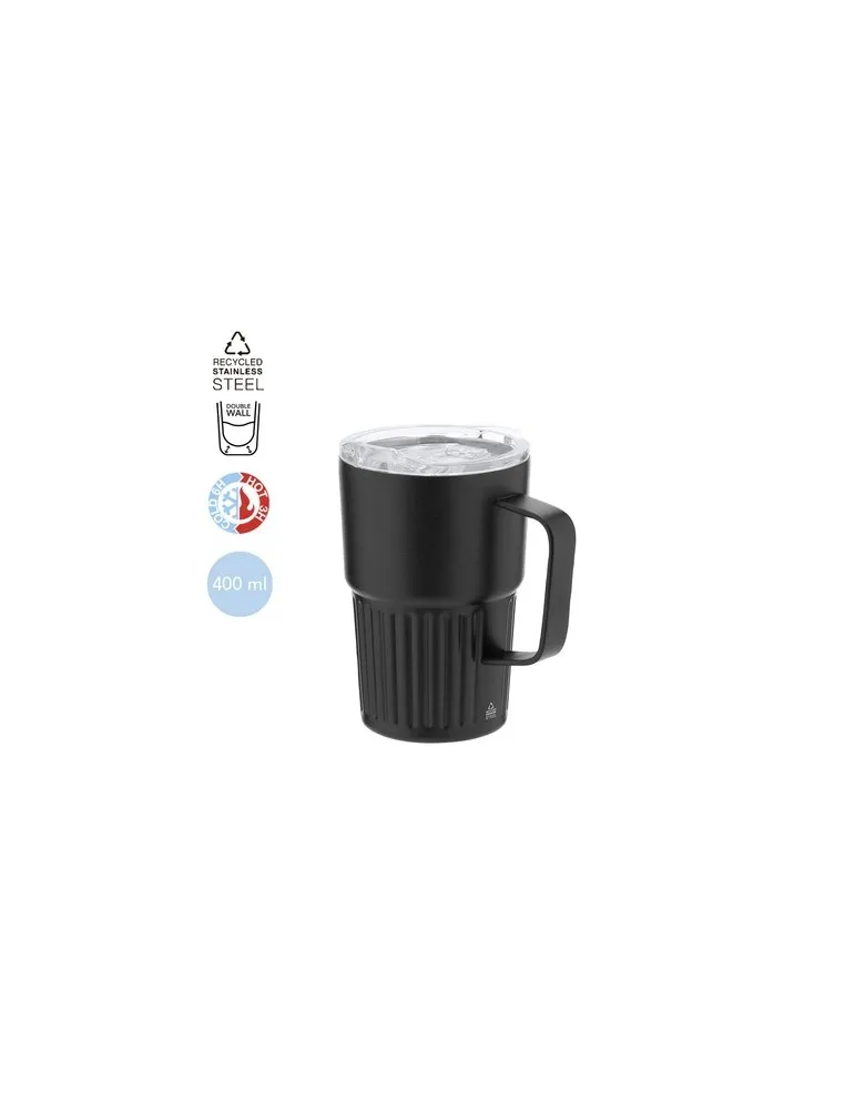 Tasse thermique personnalisée en acier inoxydable - Finbar Matières : ABS Couleurs : noir marquage laser ultra précis