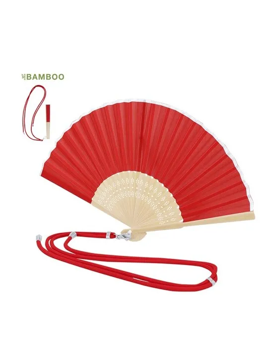 Éventail personnalisable pas cher Yanex Matières : cellulose Couleurs : rouge cerise impression haute définition