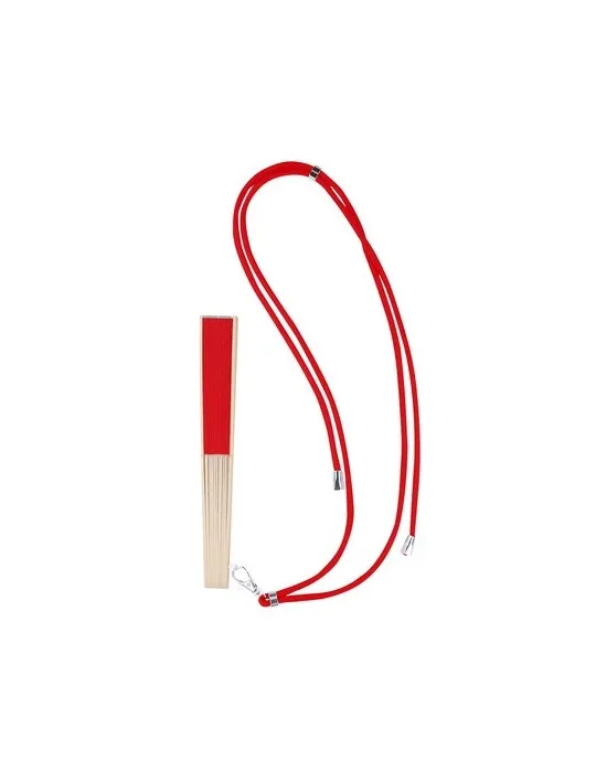 Éventail personnalisable pas cher Yanex Matières : cellulose Couleurs : rouge cerise marquage laser ultra précis