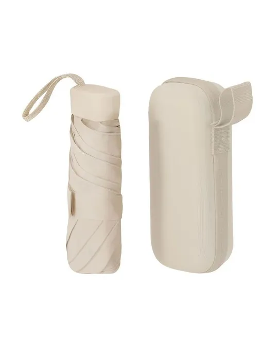 Parapluie publicitaire pliable Ottis Matières : plastique recyclé Couleurs : blanc personnalisable avec votre logo