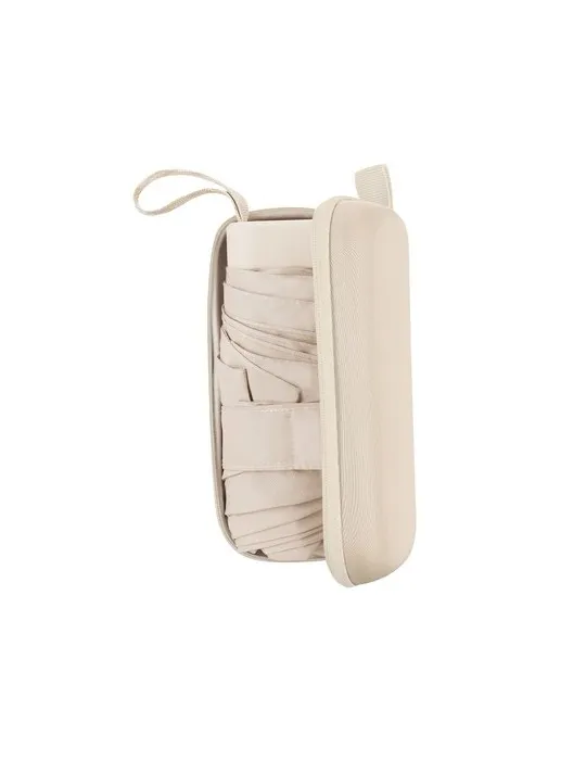 Parapluie publicitaire pliable Ottis Matières : plastique recyclé Couleurs : blanc impression logo haute qualité