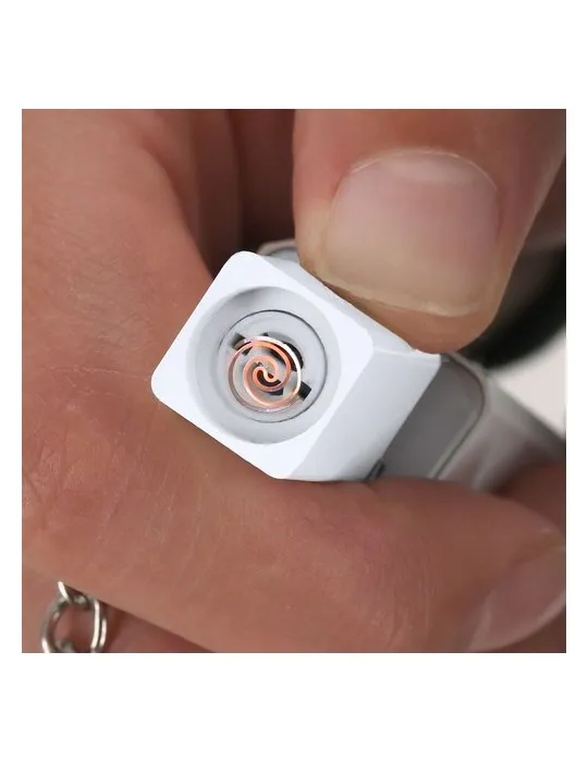 Briquet Électrique Personnalisé Porte-Clés Parris Matières : Synthétique Couleurs : blanc impression logo haute qualité