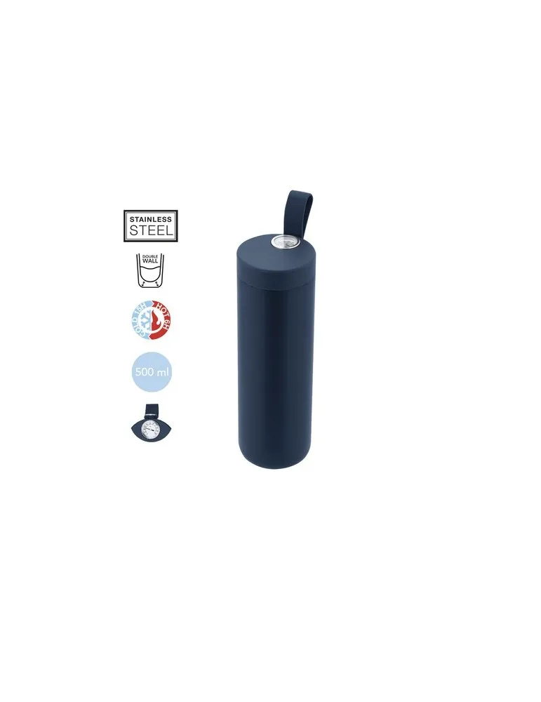 Bidon thermique personnalisé 500 ml Royan Matières : Synthétique Couleurs : blanc marquage laser ultra précis