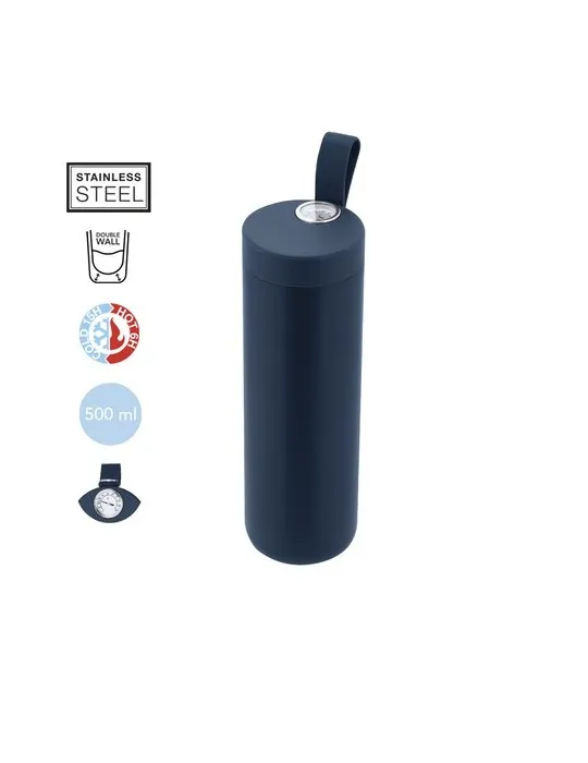 Bidon thermique personnalisé 500 ml Royan Matières : Synthétique Couleurs : blanc marquage laser ultra précis