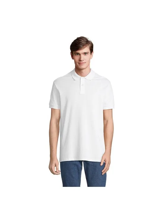 Polo homme personnalisé écologique Pacific Taille textile : L Couleurs : blanc marquage couleur éclatante