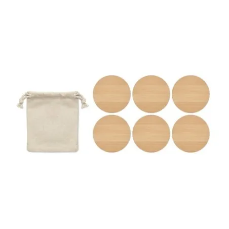Set de 6 sous-verres personnalisés en bambou - BAYIN Taille textile : 5XL Couleurs : blanc personnalisable avec votre logo