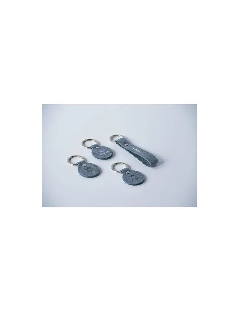 Recycled Denim Textile Keyring Round porte-clés personnalisable avec votre logo