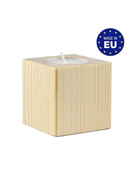 Bougeoir cube en bois