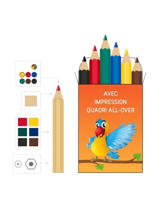 Set de 6 crayons de couleur EU personnalisable avec votre logo