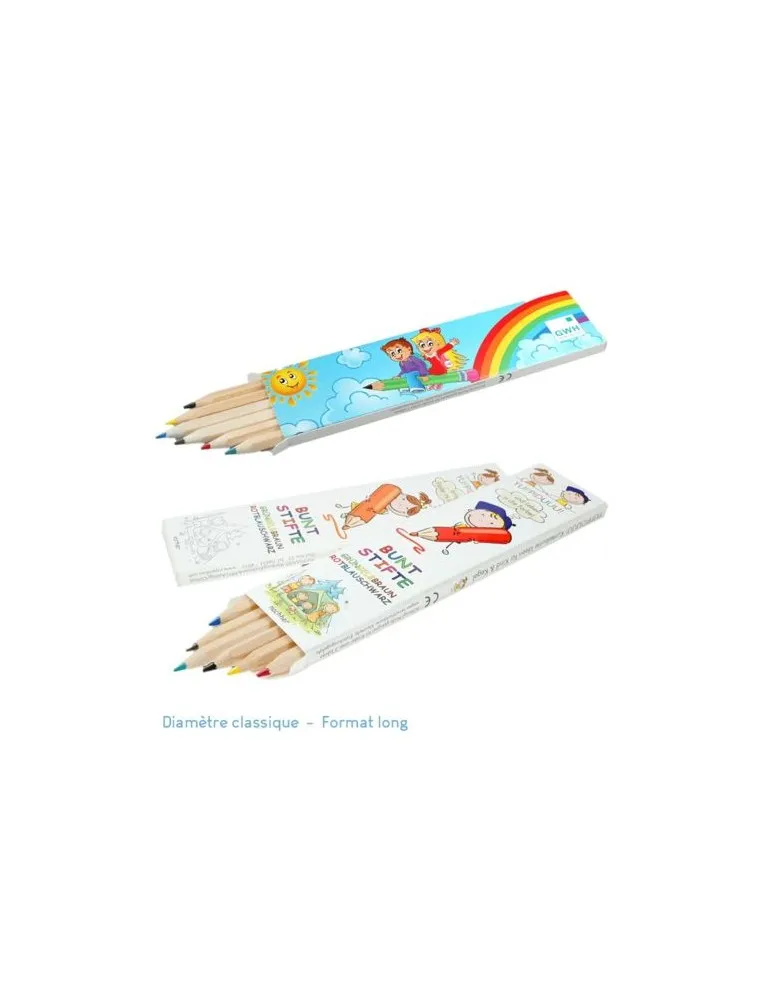 Set de 6 crayons de couleur EU cadeau entreprise pas cher