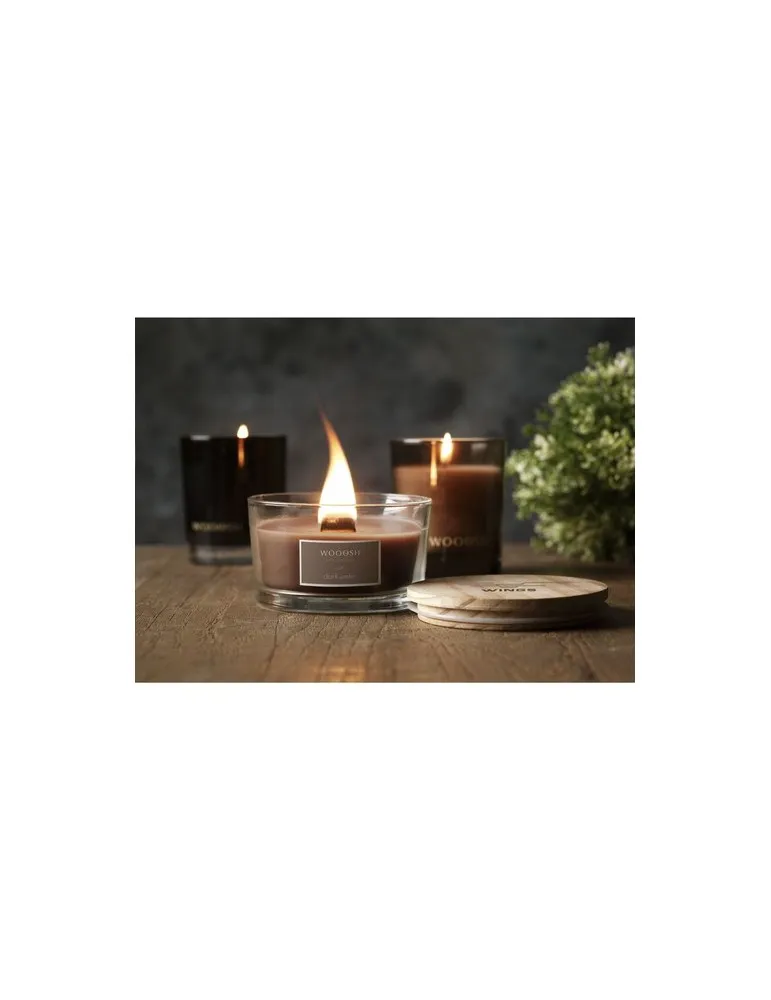 Wooosh Flame Scented Candle Dark Amber marquage laser ultra précis