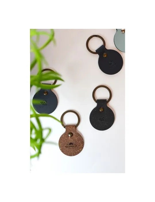 Recycled Leather Keyring Round porte-clés marquage laser ultra précis