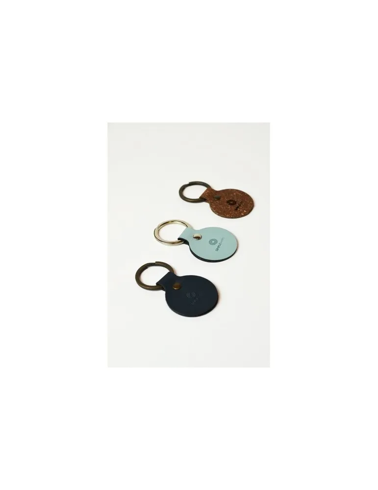 Recycled Leather Keyring Round porte-clés objet promotionnel éco-responsable