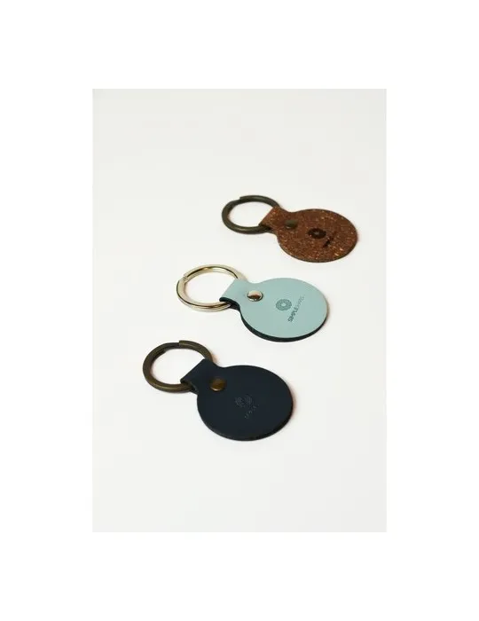 Recycled Leather Keyring Round porte-clés objet promotionnel éco-responsable