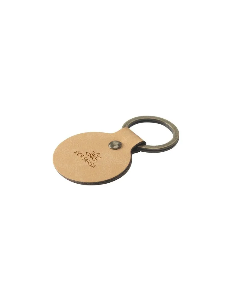 Recycled Leather Keyring Round porte-clés cadeau entreprise pas cher
