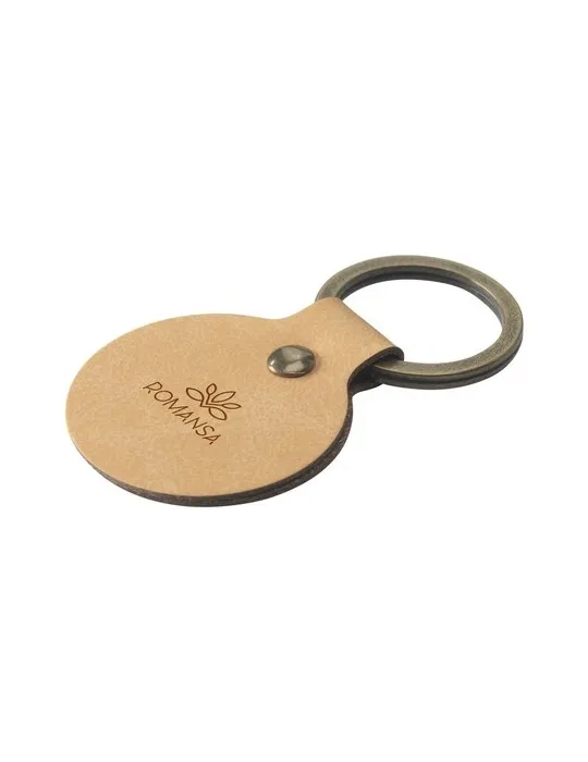Recycled Leather Keyring Round porte-clés cadeau entreprise pas cher