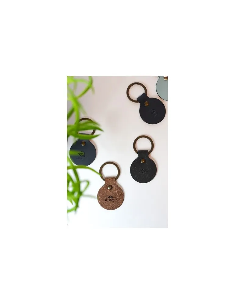 Recycled Leather Keyring Round porte-clés impression haute définition