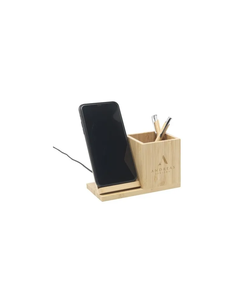 Bamboo Boss 15W support de charge/porte-stylo goodies publicitaire événementiel