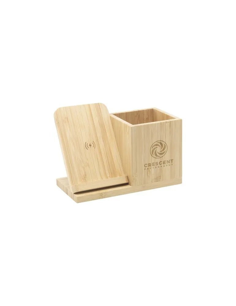 Bamboo Boss 15W support de charge/porte-stylo objet promotionnel éco-responsable