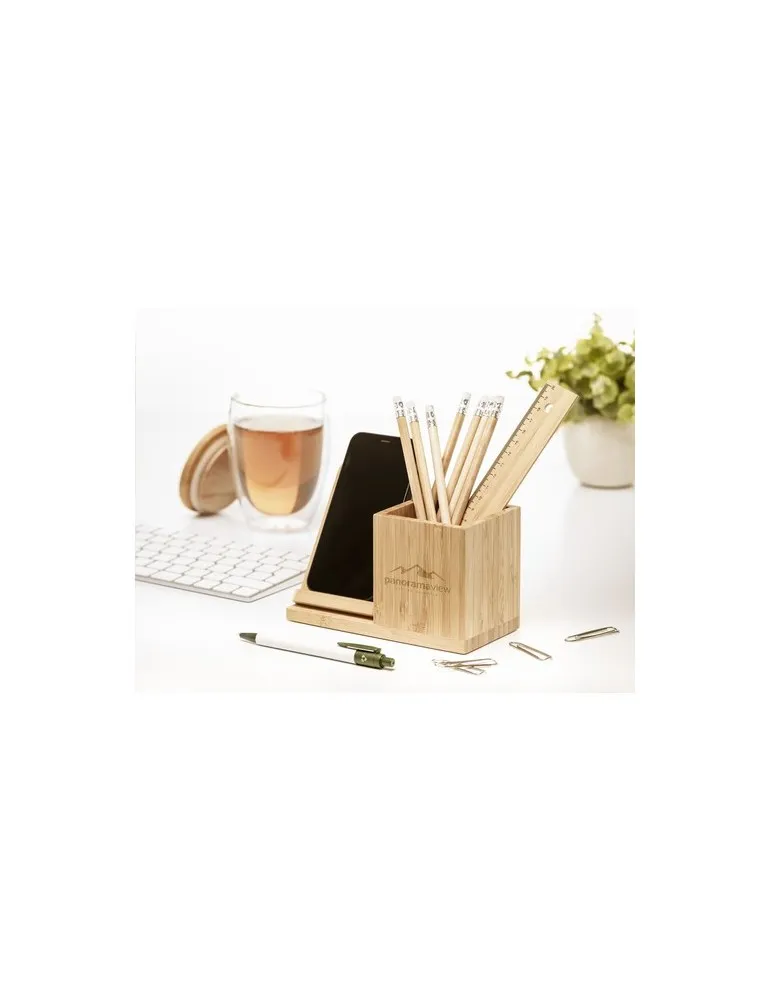 Bamboo Boss 15W support de charge/porte-stylo objet publicitaire robuste