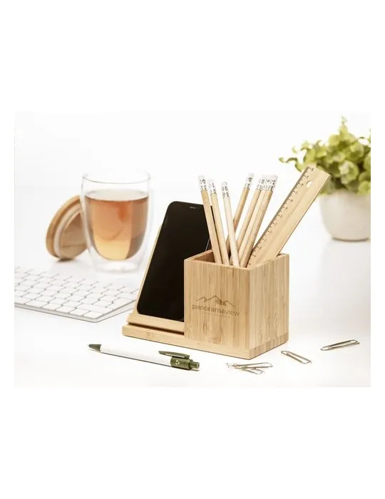 Bamboo Boss 15W support de charge/porte-stylo objet publicitaire robuste