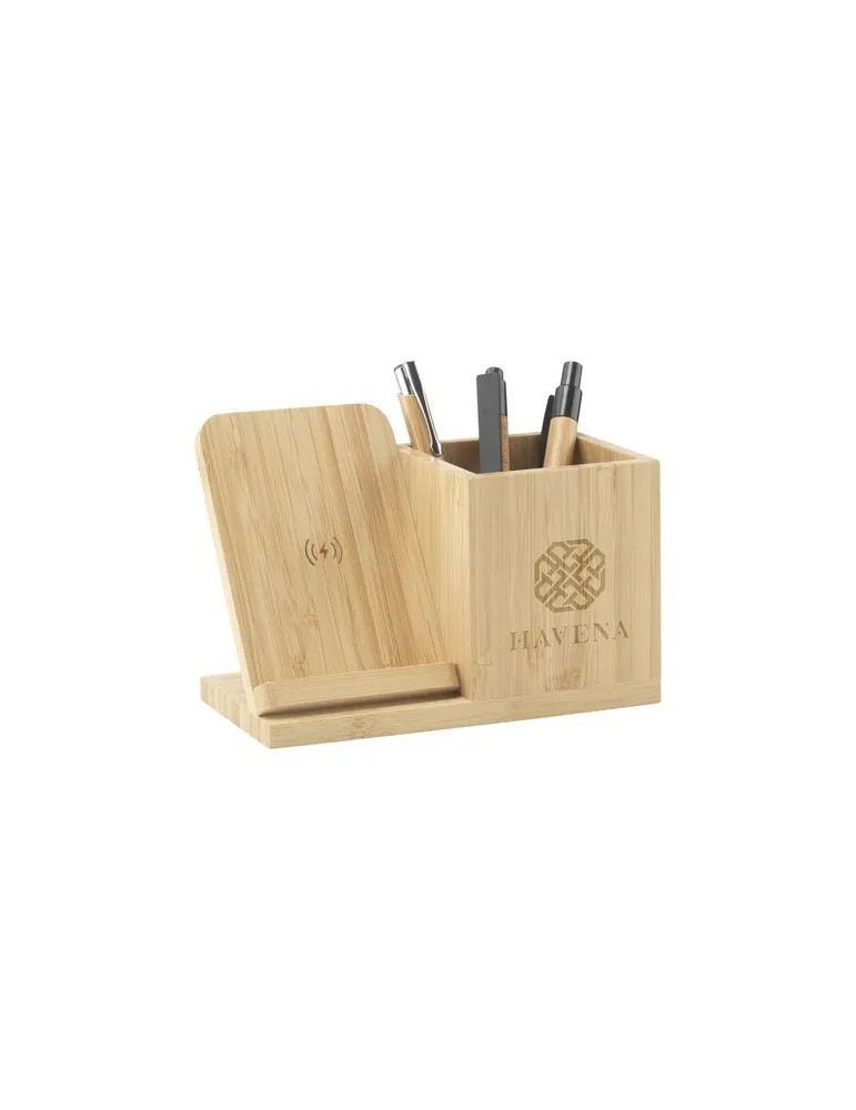 Bamboo Boss 15W support de charge/porte-stylo goodies personnalisé en stock