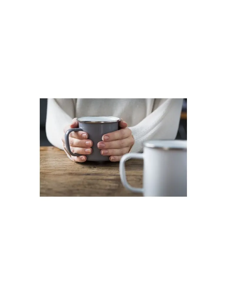 Retro Silver Mug en Émail 350 ml cadeau entreprise pas cher