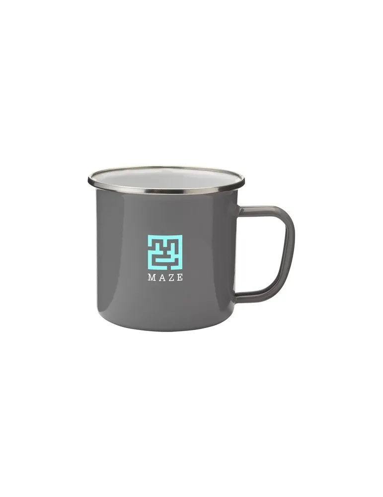 Retro Silver Mug en Émail 350 ml impression logo haute qualité