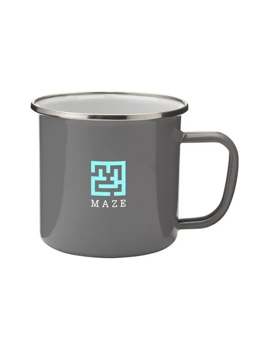 Retro Silver Mug en Émail 350 ml impression logo haute qualité