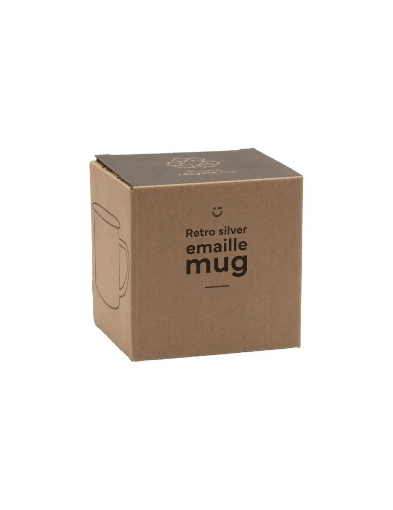 Retro Silver Mug en Émail 350 ml personnalisable avec votre logo