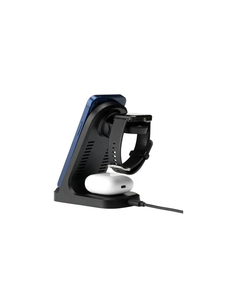 Triple-Up RCS Recycled ABS Wireless Charger Stand personnalisable avec votre logo