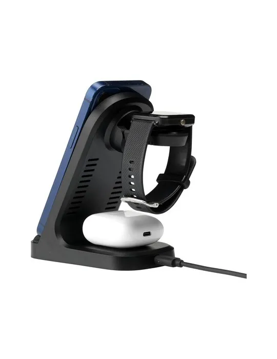 Triple-Up RCS Recycled ABS Wireless Charger Stand personnalisable avec votre logo