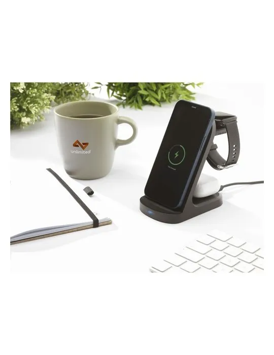 Triple-Up RCS Recycled ABS Wireless Charger Stand livraison express 24h 48h